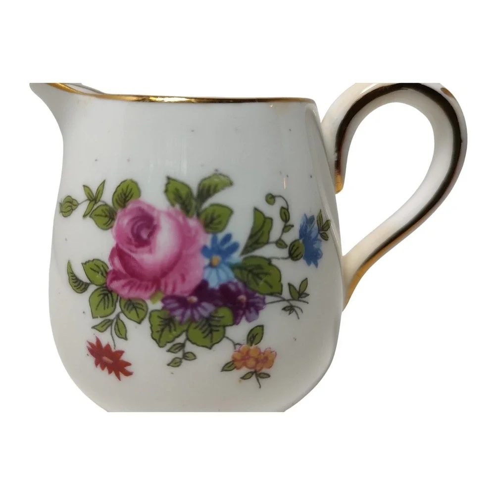 Crown Staffordshire Creamer Pitcher Fine Bone China Floral Made England 1930 SEE
